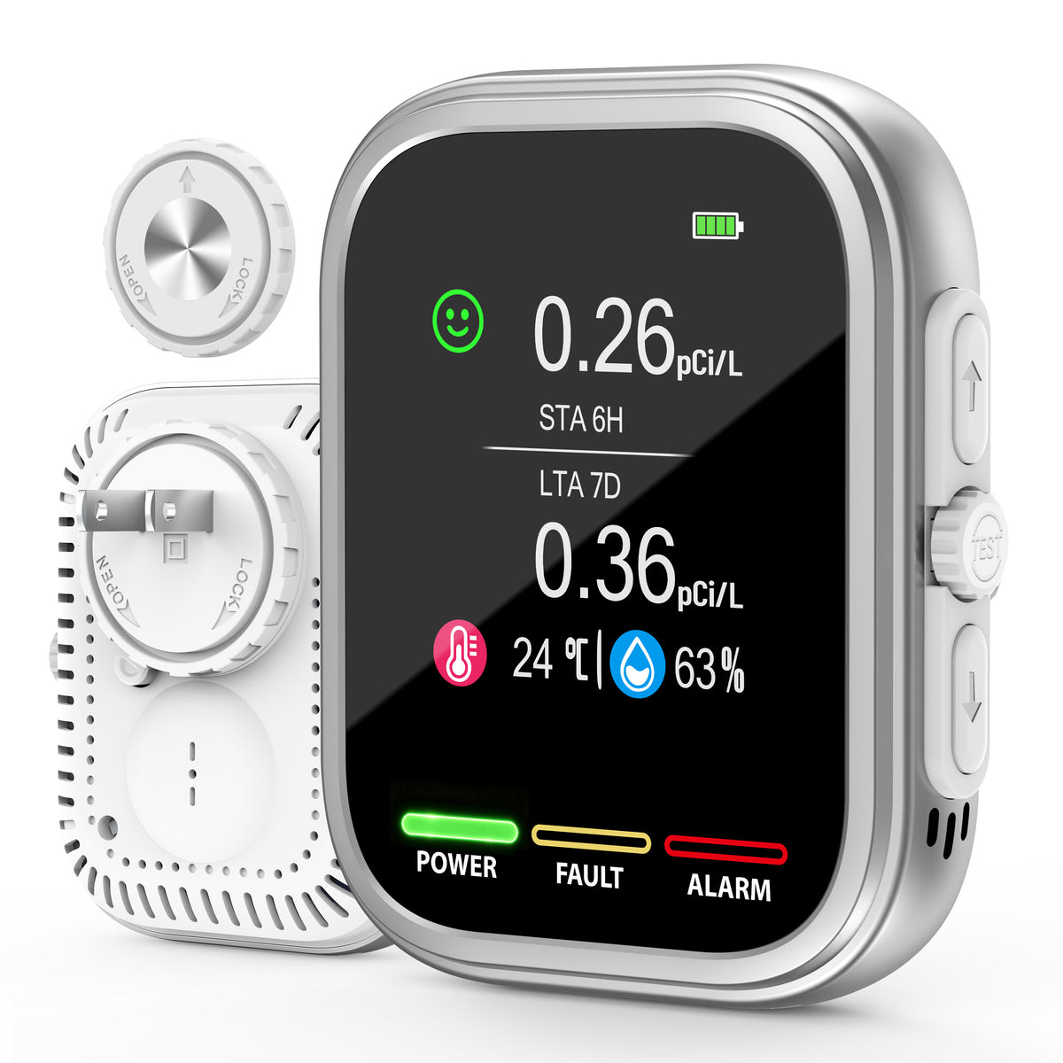 Radon Detector for Home and Basement, ±10% Accuracy, 6H First Reading, 3-in-1 Radon, Temp & Humidity, 3.5-in IPS Display, Wall Plug-In & Magnetic Mount, Audible & Visual Alerts, 385-Day History