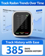 Radon Detector for Home and Basement, ±10% Accuracy, 6H First Reading | 3-in-1 Radon, Temp & Humidity, 3.5-in IPS Display, Wall Plug-In & Magnetic Mount, Audible & Visual Alerts, 385-Day History